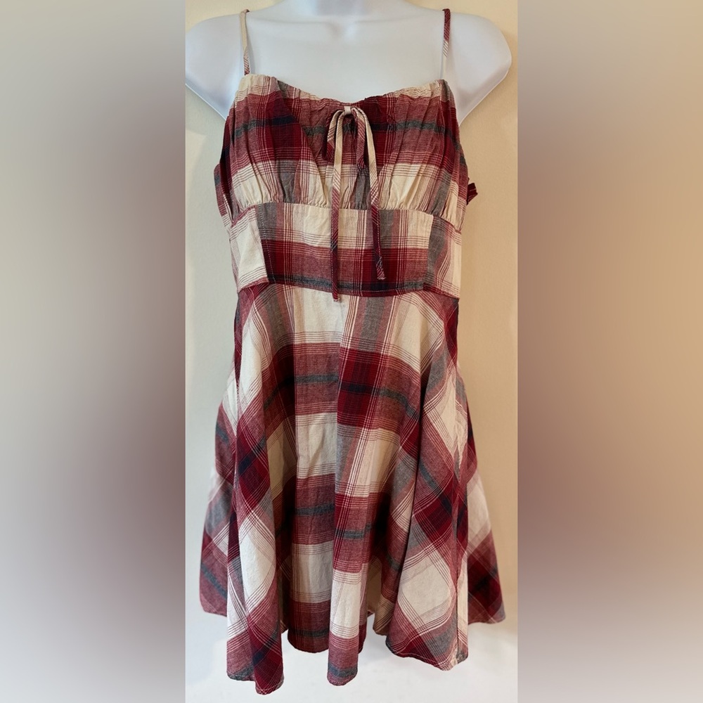 Forever 21 Juniors Red/White Plaid Sleeveless Babydoll Dress NWT Size Me…